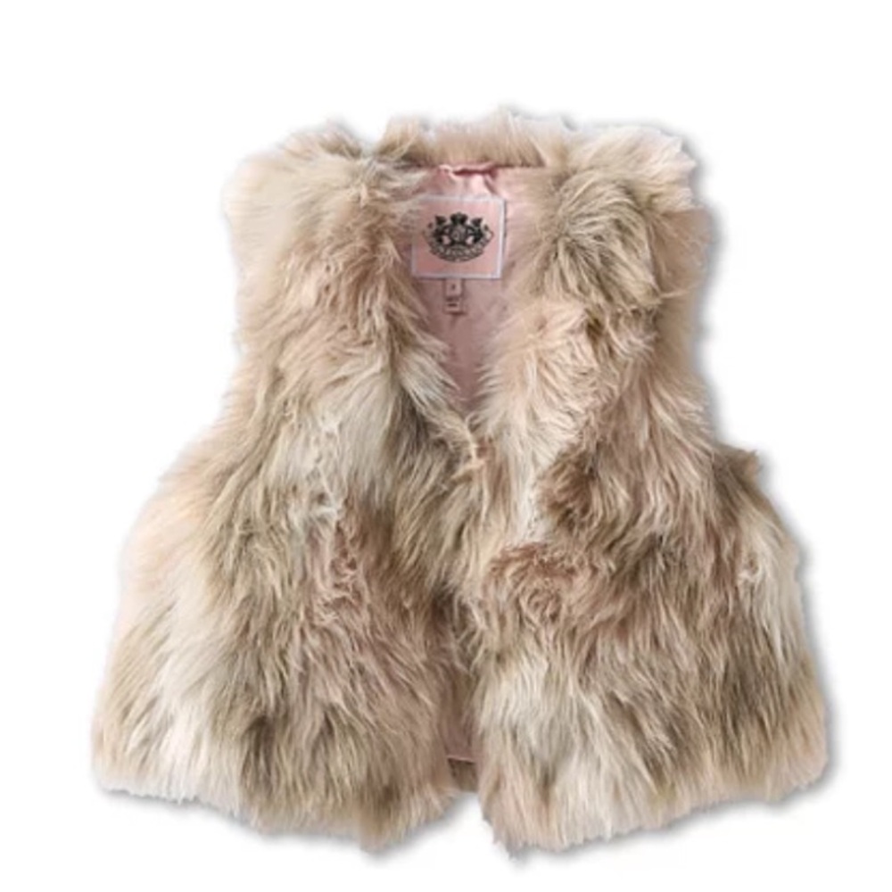 JUICY COUTURE - Cream Faux Fur Vest w/ Cupro Lining Boho McBling
